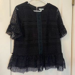 Jade Melody Tan black lace top size large